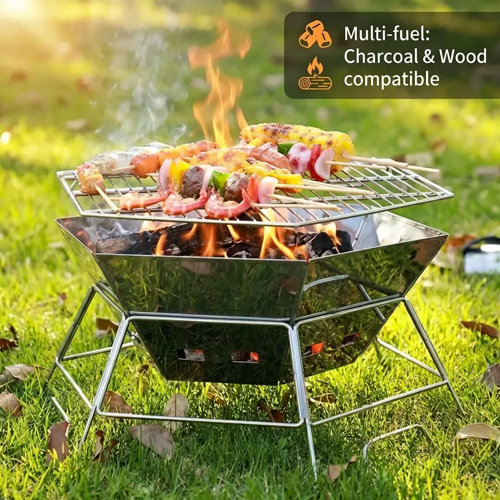 Hexagonal Fire Pit Grill detail