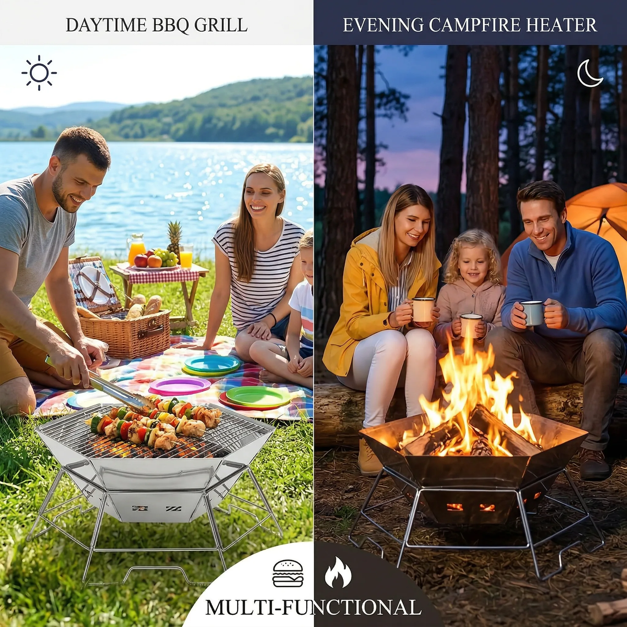 Hexagonal Fire Pit Grill detail