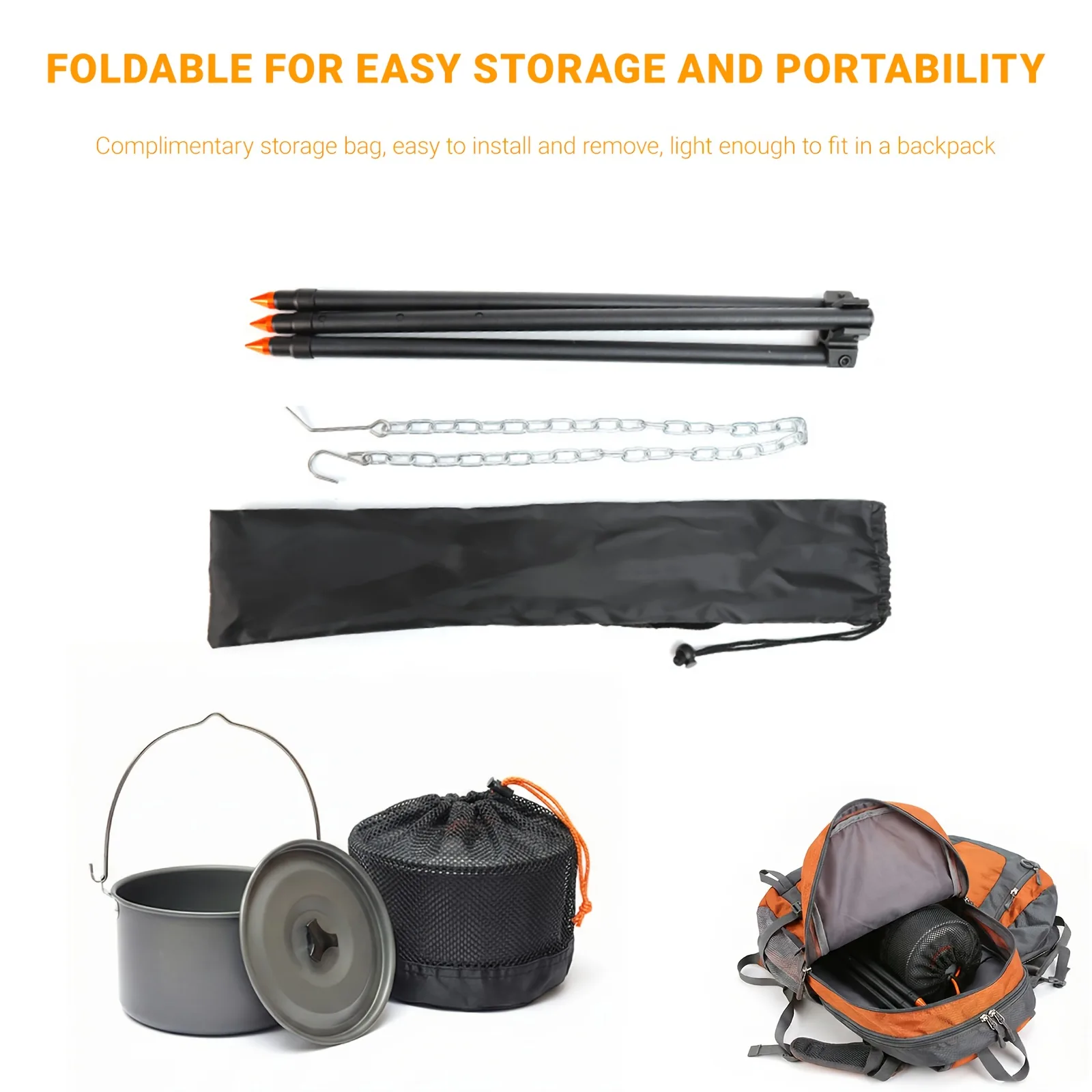 Adjustable Camping Tripod Pot Stand detail