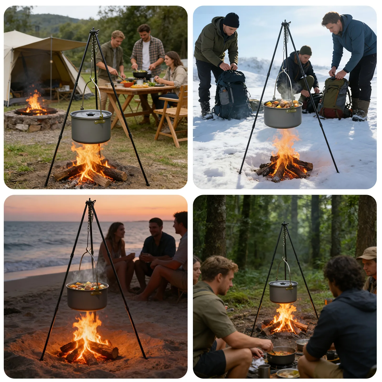 Adjustable Camping Tripod Pot Stand detail