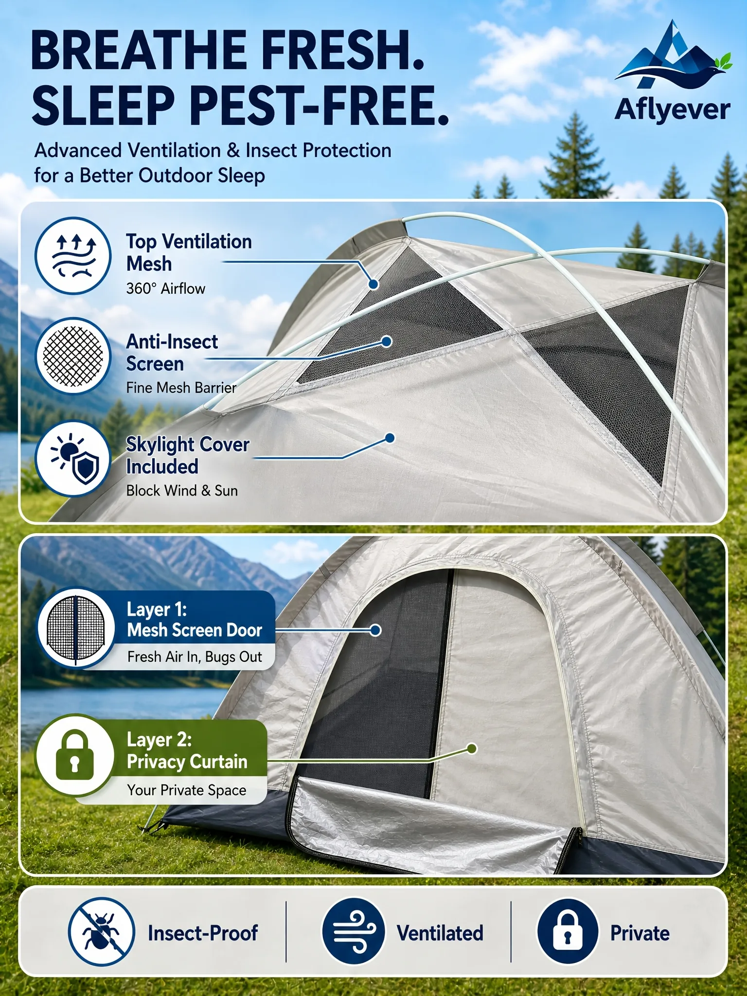 Sand Gold Double-Door Windowless Tent product detail