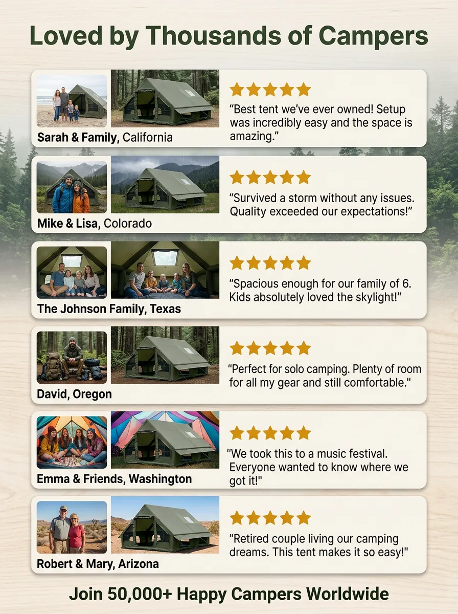 12 m² Green Tent with Double Small Windows product detail
