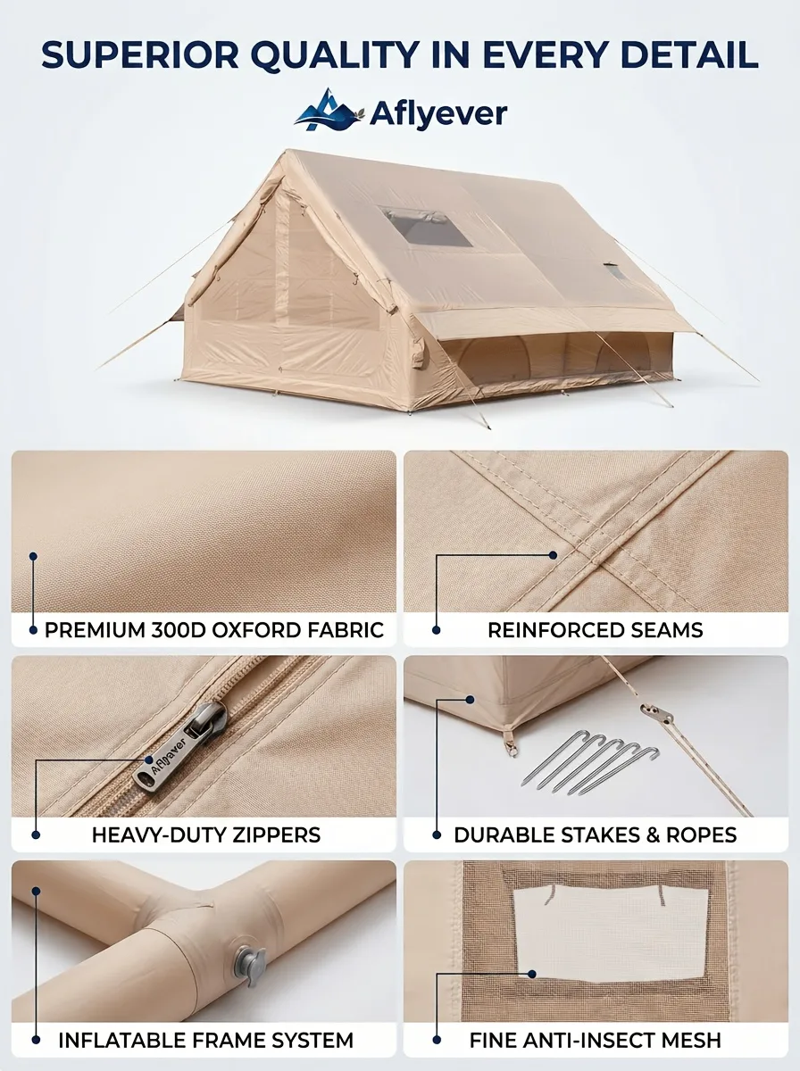 12 m² Khaki Tent with Double Small Windows product detail