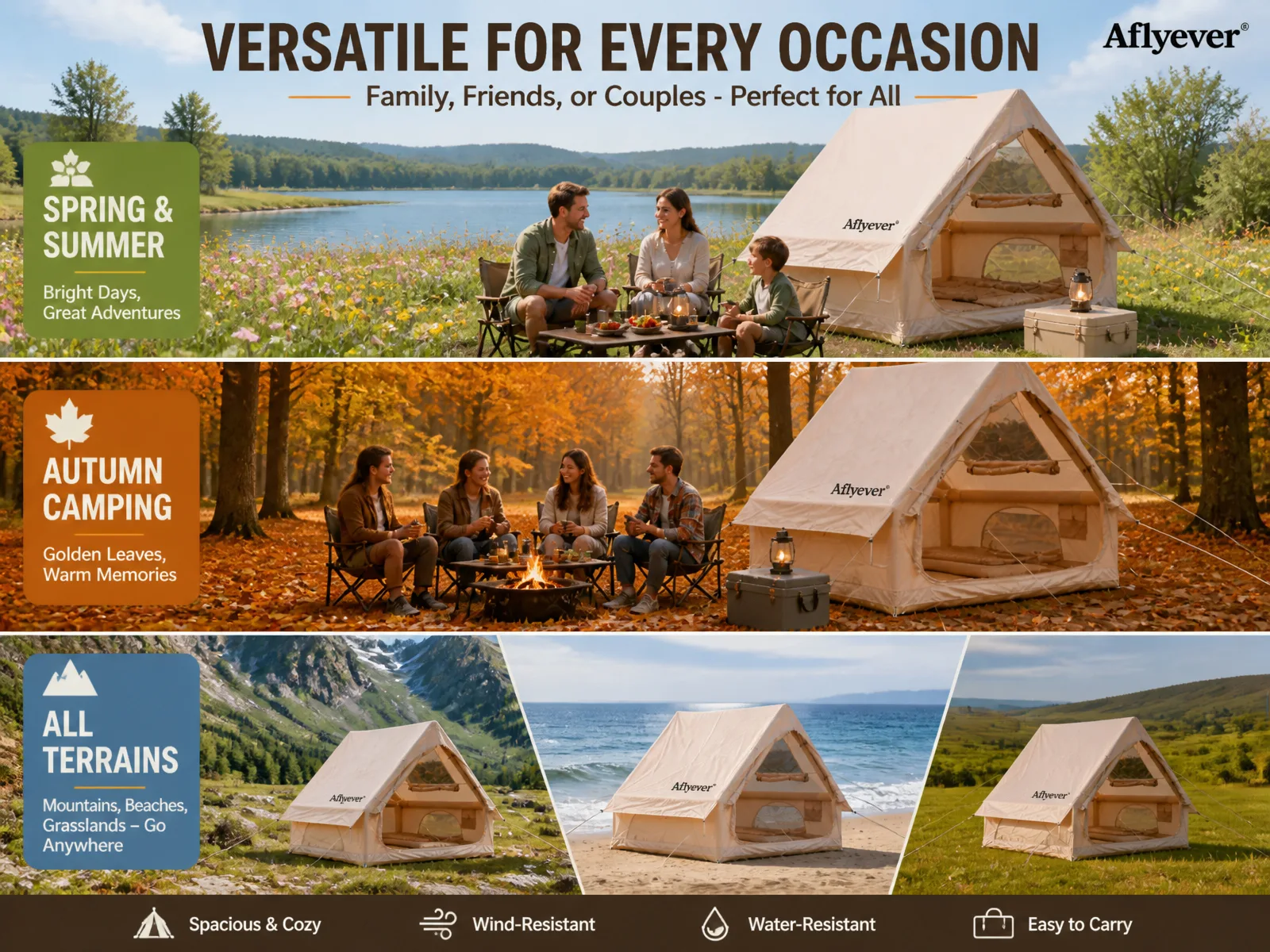 6.3 m² Khaki Tent with Single Door & Large Skylight product detail