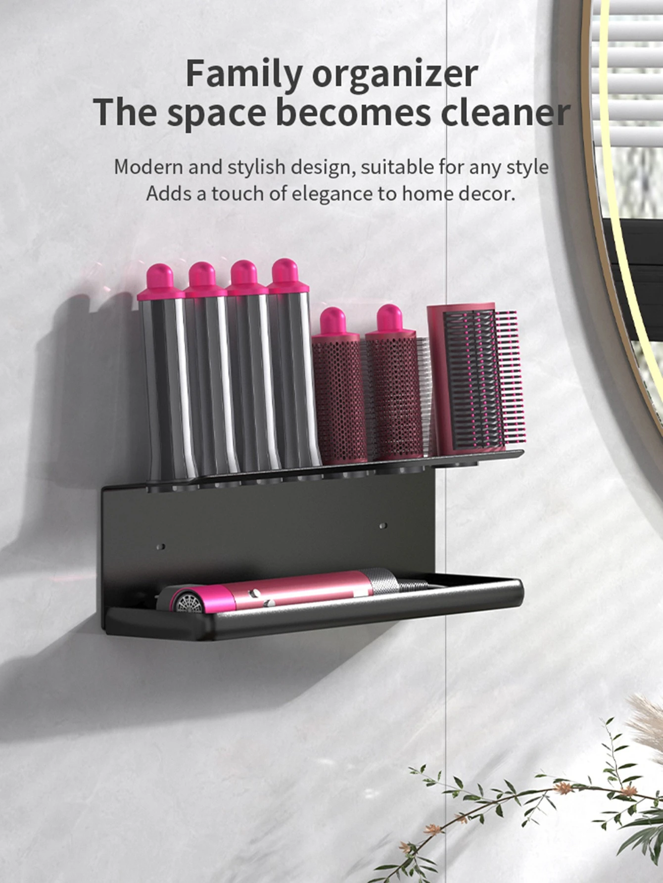 Wall-Mounted Hair Dryer & Curler Holder product detail