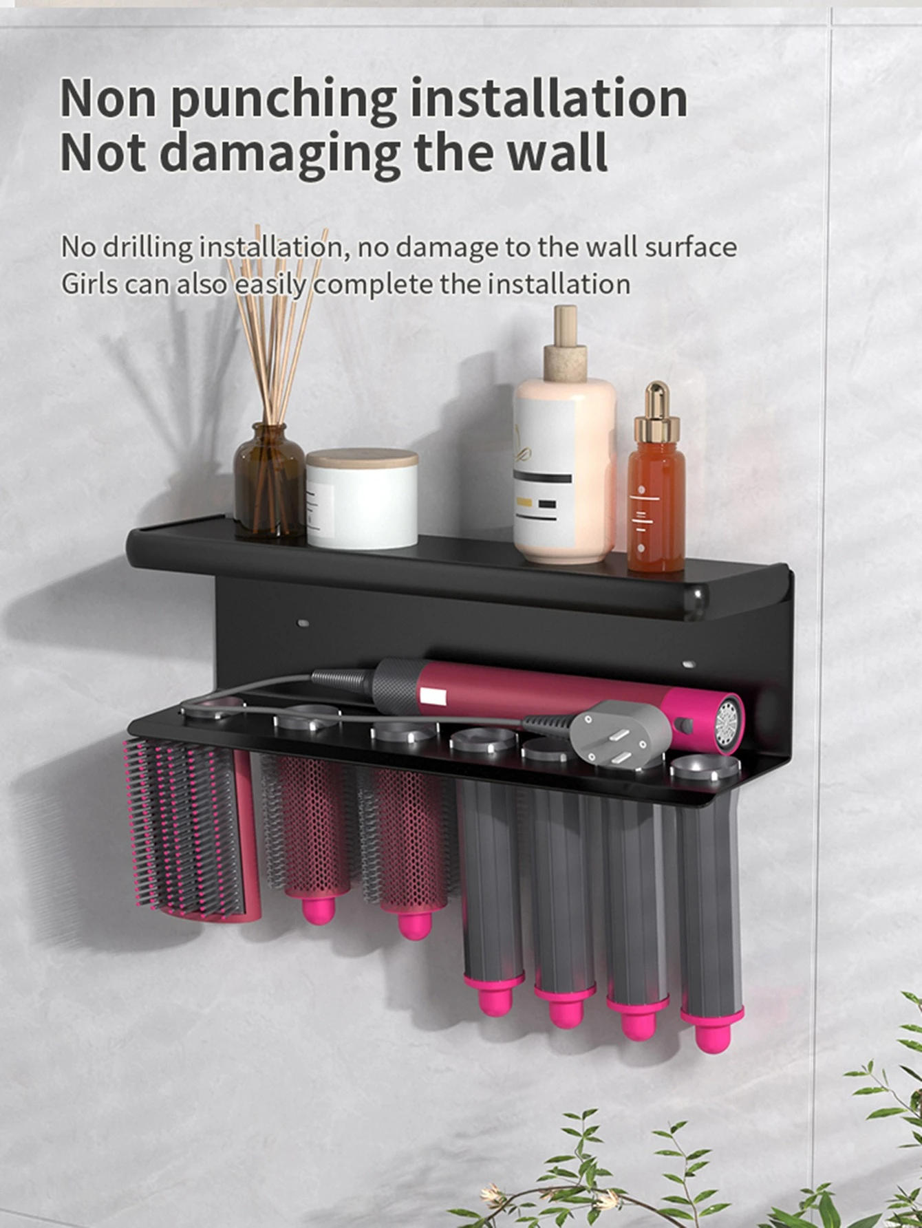 Wall-Mounted Hair Dryer & Curler Holder product detail