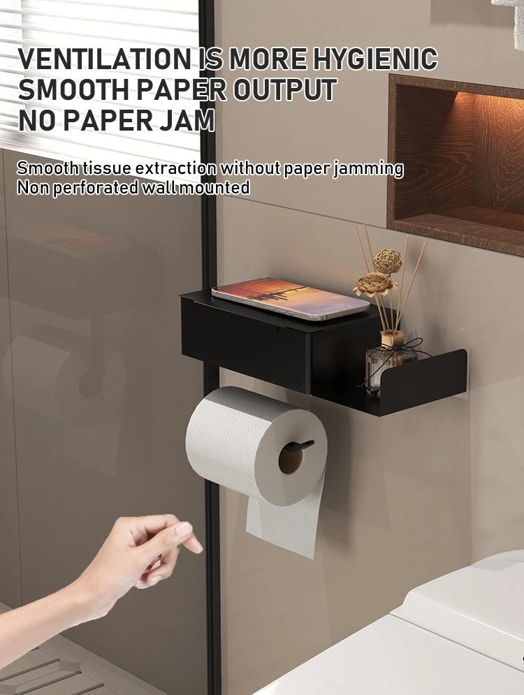 Toilet Tissue Box with Phone Shelf Holder product detail