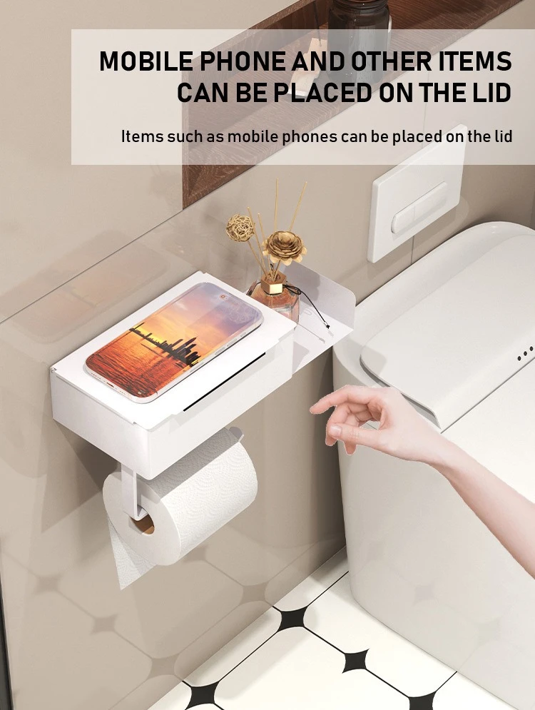Toilet Tissue Box with Phone Shelf Holder product detail