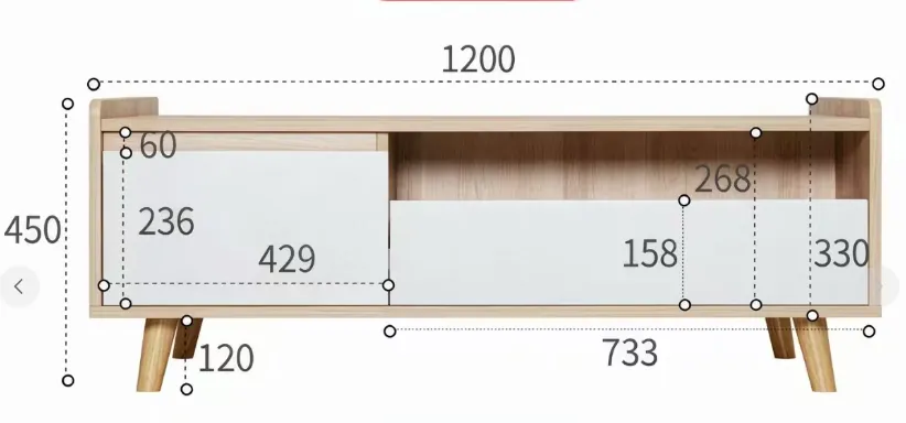 Creamy Style Double Drawer Storage Coffee Table G7002 product detail