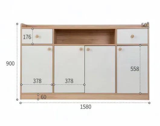 Solid Wood Veneer Living & Dining Sideboard Cabinet E5000 product detail